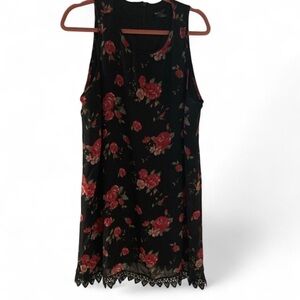 Floral Black Sleeveless Top